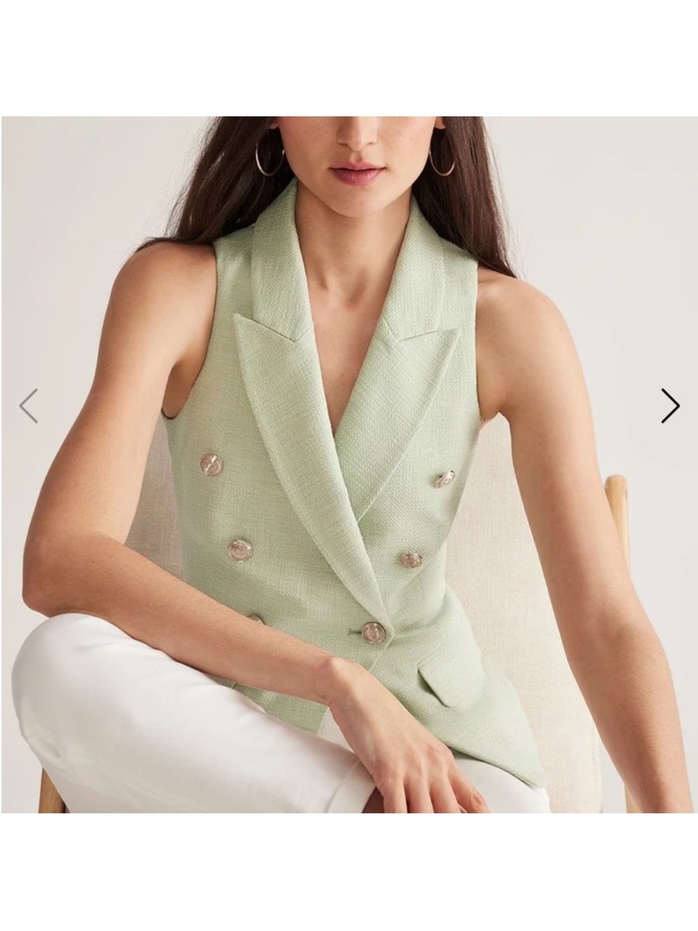 WHBM • Tweed Studio Vest in Sage Mint - Picture 3 of 5